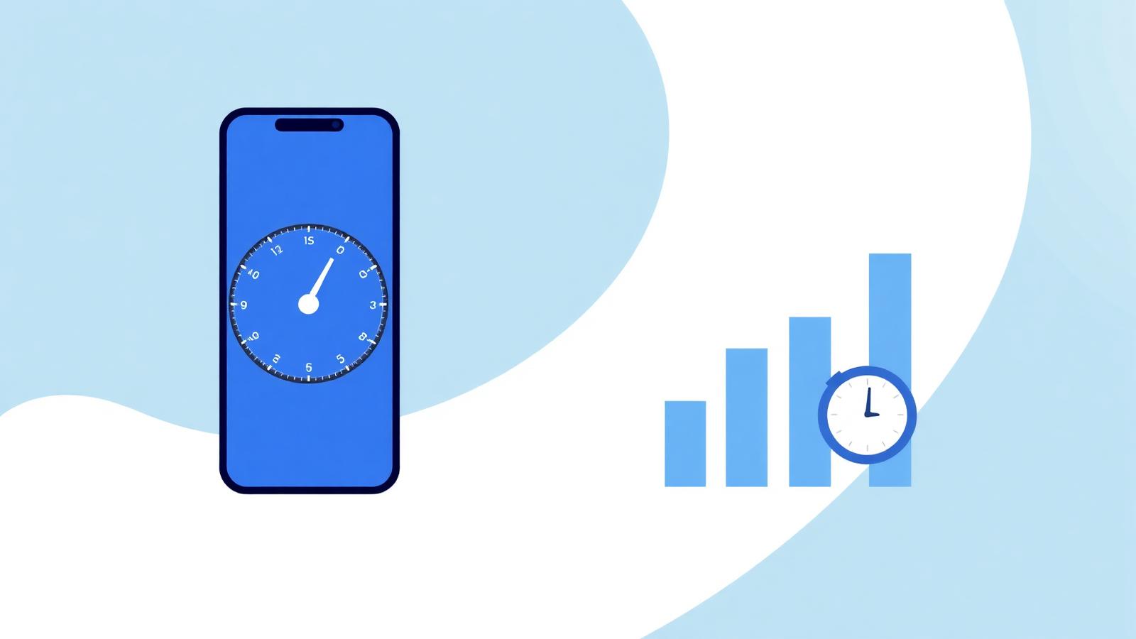 Smartphone affichant un chronomètre à côté d'un graphique de conversion en hausse
